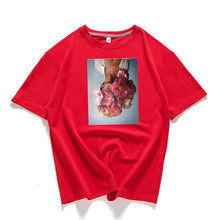 Load image into Gallery viewer, 95% cotton bloom flower feather women t -shirt 2019 summer short sleeve round neck harajuku printing tee Casual fashion Female

